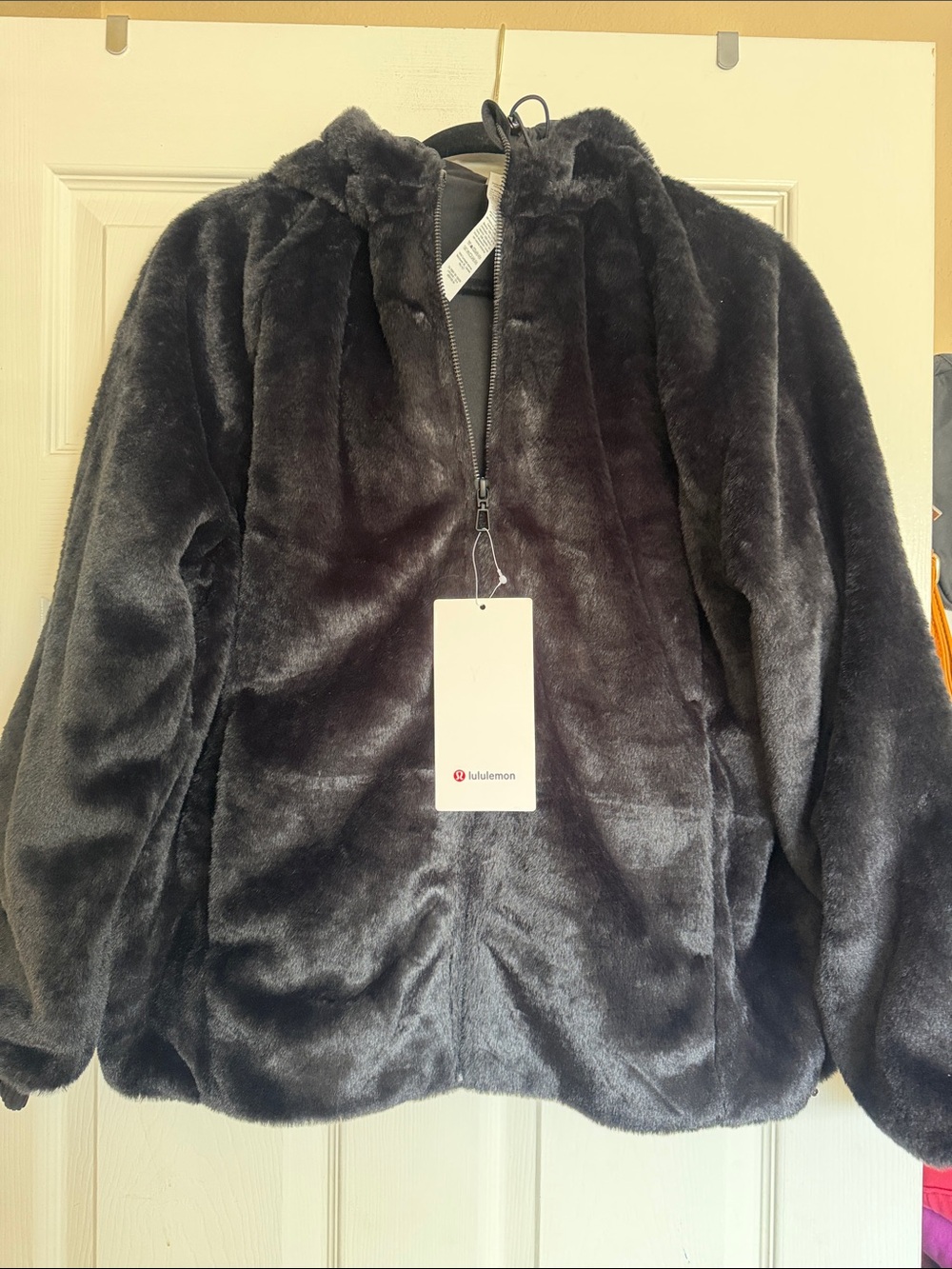 lululemon athletica Plush Faux Fur Jacket in Charcoal Black